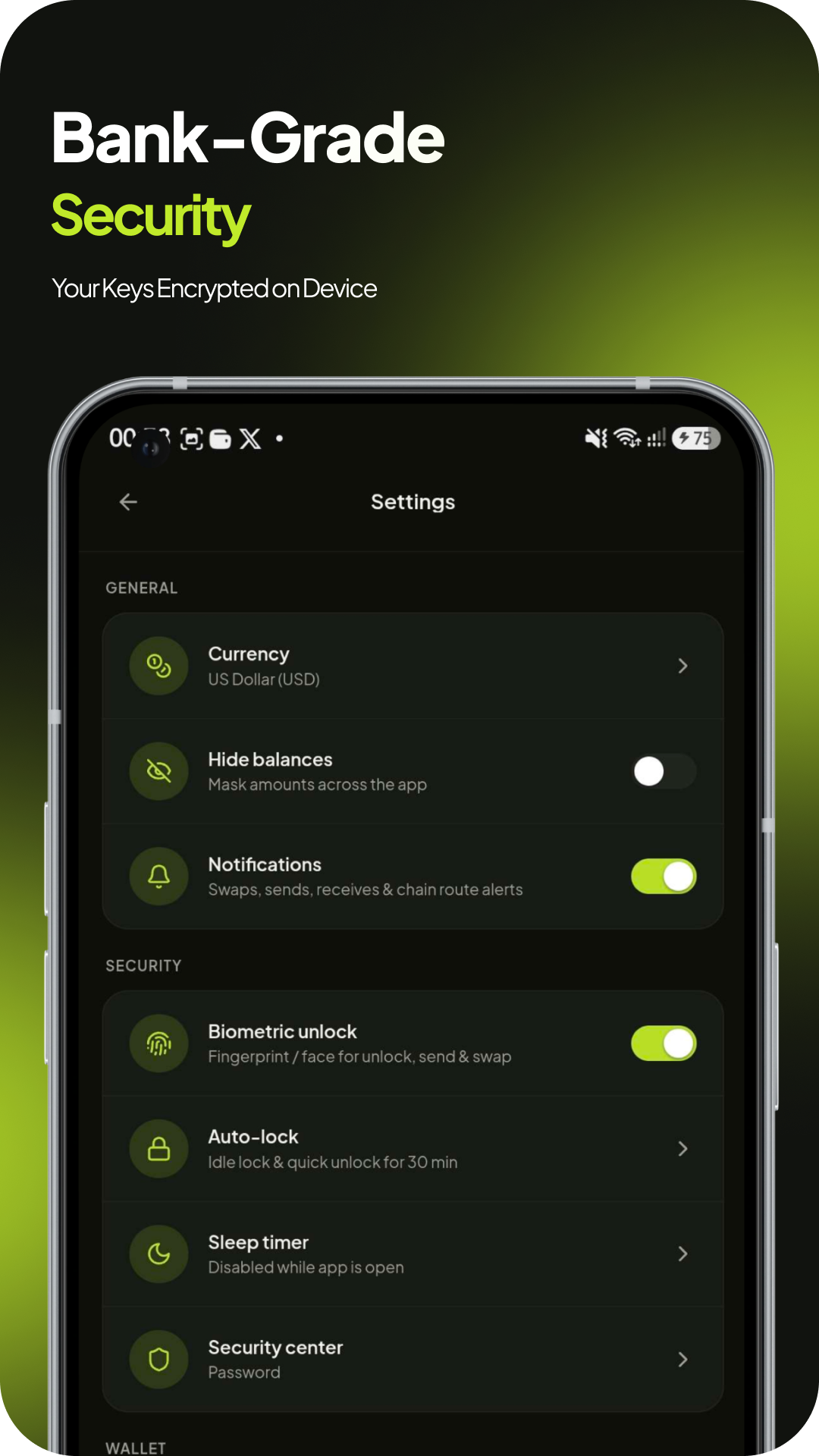 Robeon mobile wallet interface screen 10