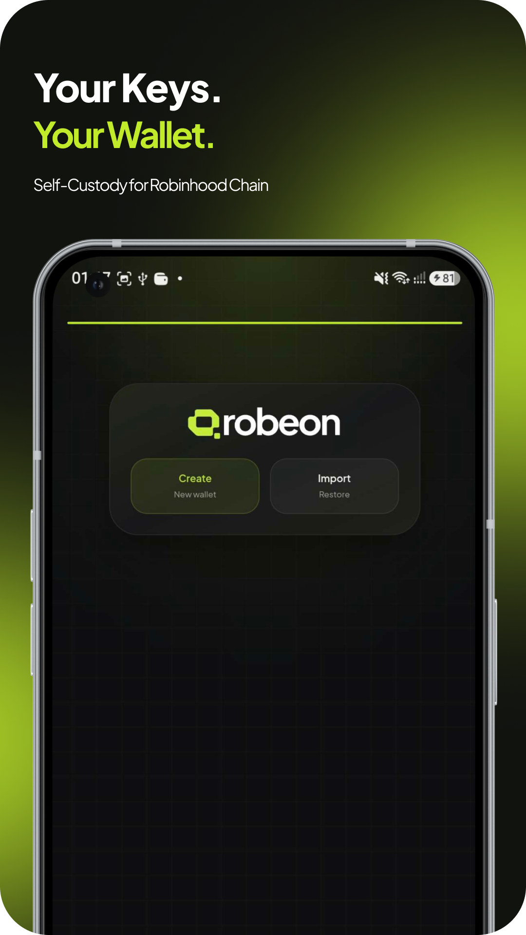 Robeon mobile wallet interface screen 3