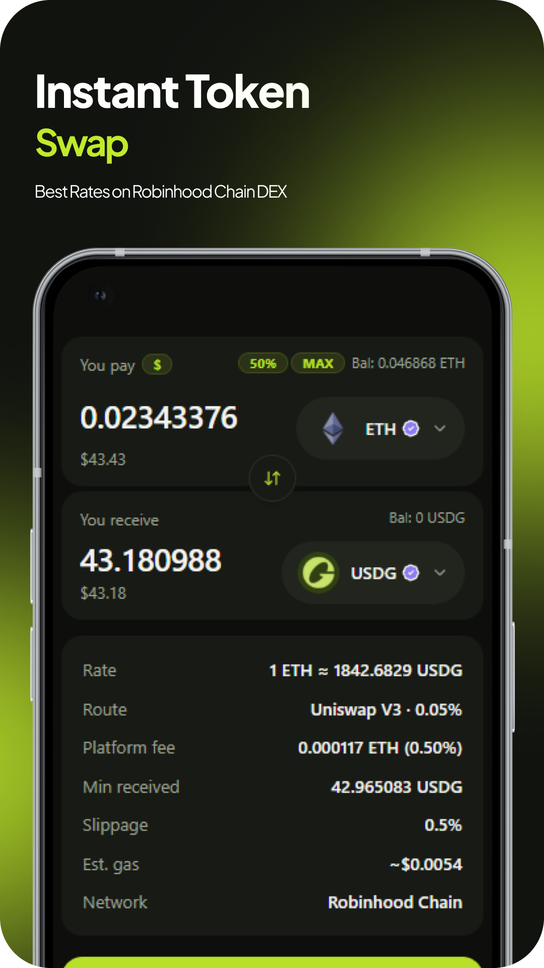 Robeon mobile wallet interface screen 5