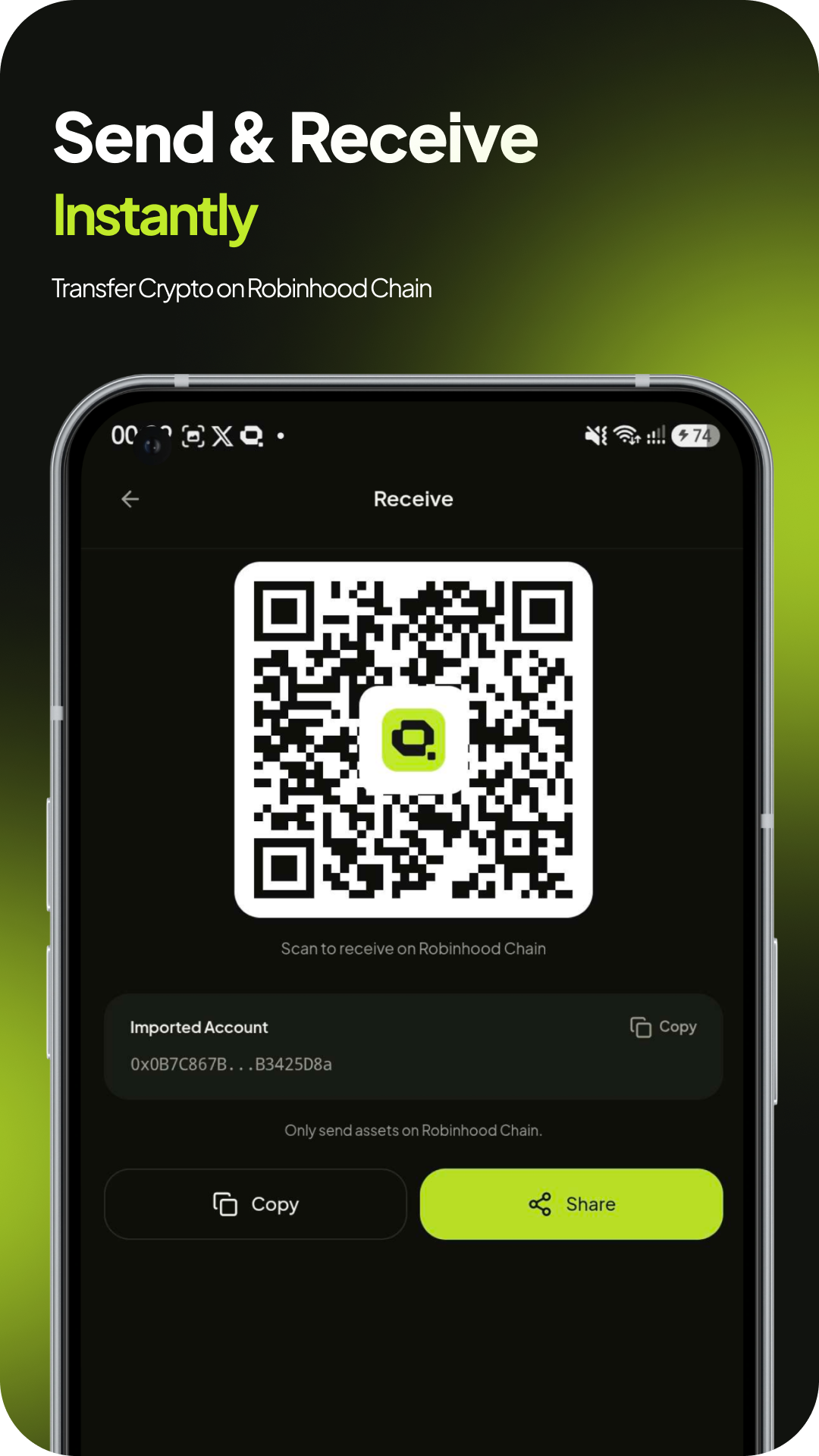 Robeon mobile wallet interface screen 9